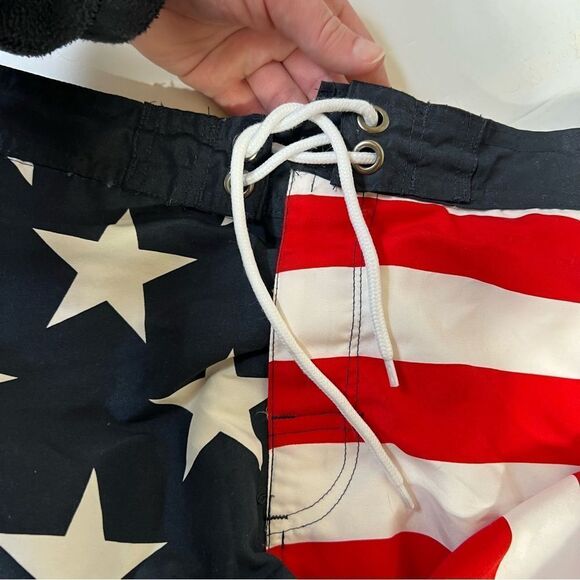 US Polo Ralph Lauren  Swim Trunk Short Mens M American Flag Star Stripe - Picture 15 of 16